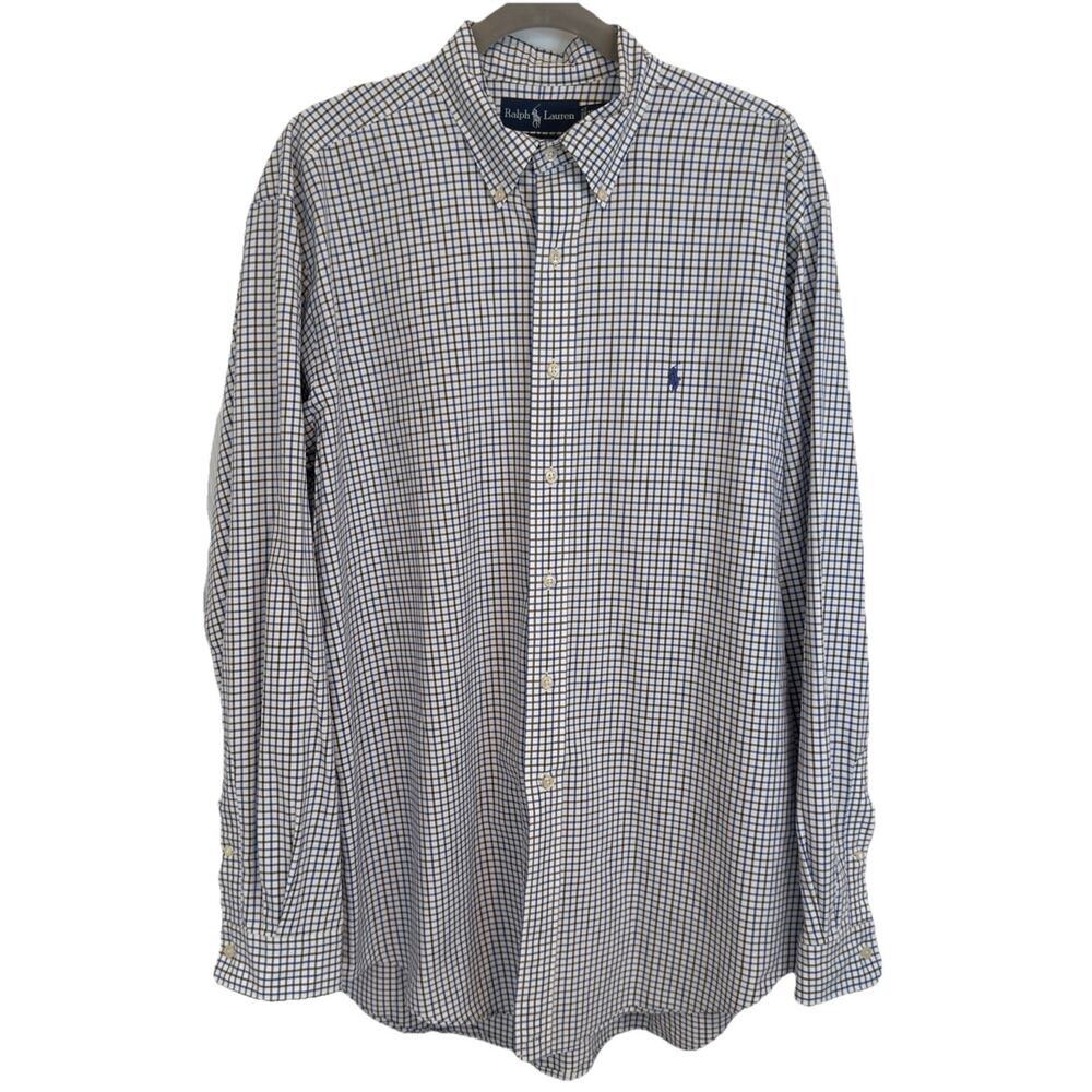 Polo Ralph Lauren Classic Fit Tattersall Oxford Shirt Blue Multi 16.5/L $125